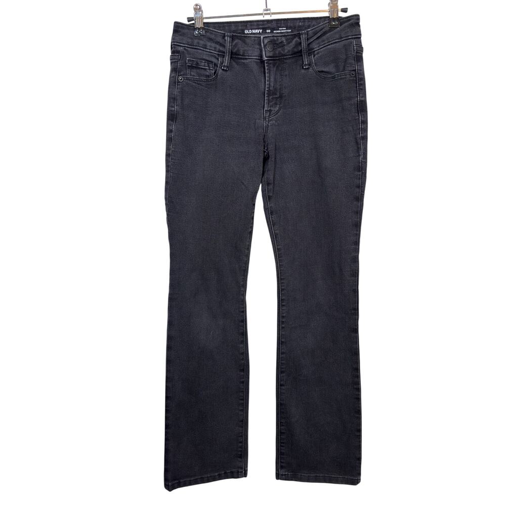 Old Navy Kicker Boot-Cut Jeans Womens 00 Black Mid Rise Stretch